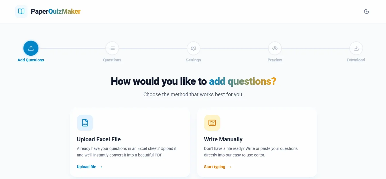 Paper Quiz Maker App
